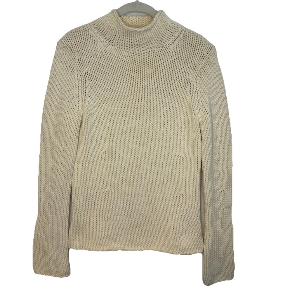 Vintage Gap Sweater Womens S Chunky Open Knit Cream Fisherman Roll Neck Normcore